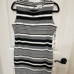 Calvin Klein Black and White Striped Dress Size 10